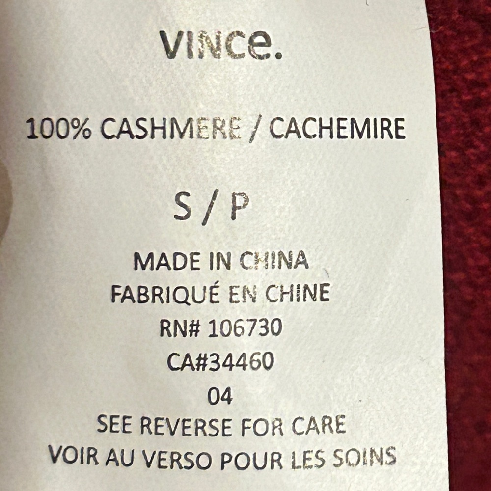 Vince. 100% Cashmere Double V-Neck Sweater Sz Small.  VGC - Picture 9 of 9